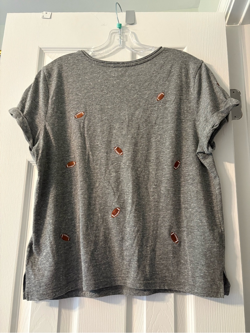 Pilcro Gray V-Neck Pocket Tee with Football Embroidery - Picture 3 of 3